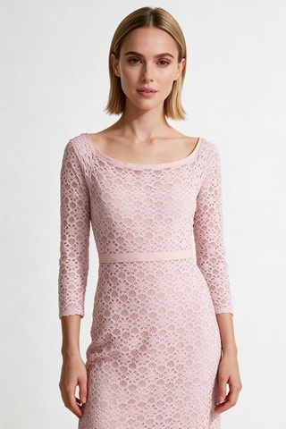 Robe droite en dentelle - Rose