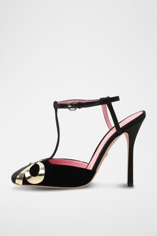 Salomés à talons en cuir - Noir
