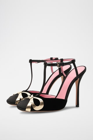 Salomés à talons en cuir - Noir