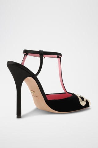 Salomés à talons en cuir - Noir