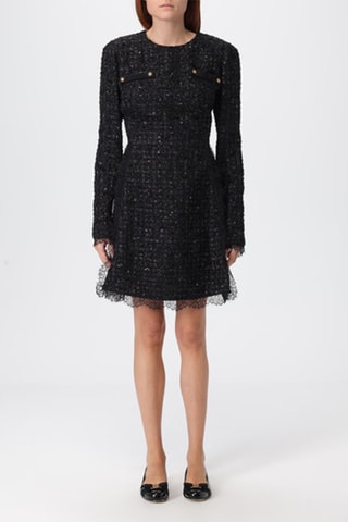 Robe droite en laine et mohair - Noir