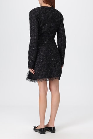 Robe droite en laine et mohair - Noir