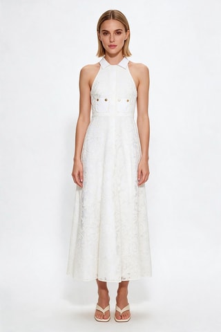 Robe longue en dentelle - Blanc