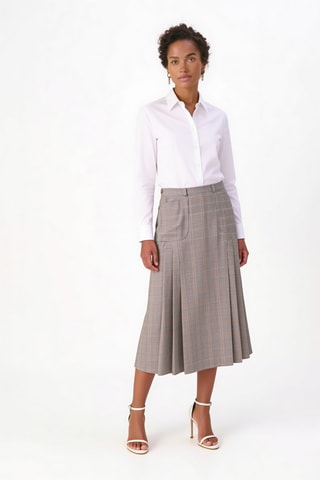 Jupe midi en laine - Gris