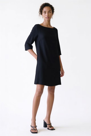 Robe droite en lin - Noir