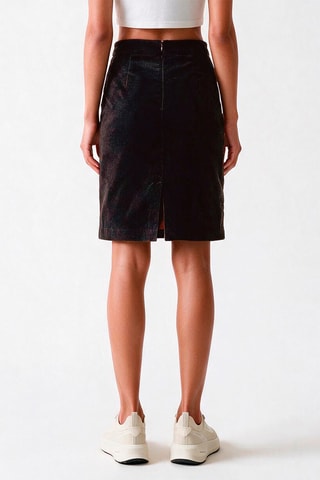Jupe droite en velours taille haute - Marron