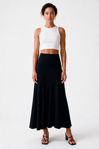 Jupe midi taile haute - Noir