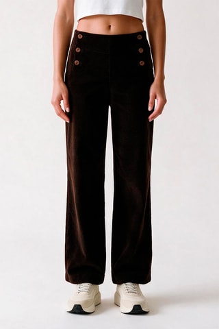 Pantalon en velours taille haute - Marron foncé