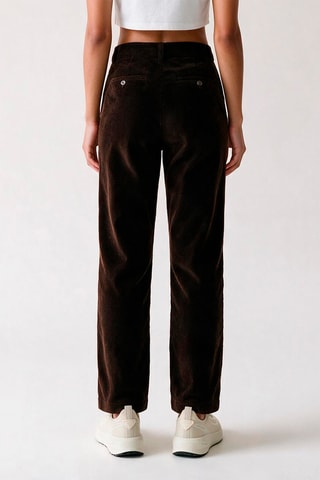 Pantalon en velours taille haute - Marron foncé