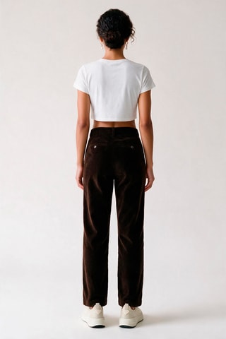 Pantalon en velours taille haute - Marron foncé