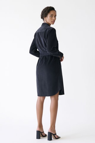 Robe chemise en velours - Bleu marine