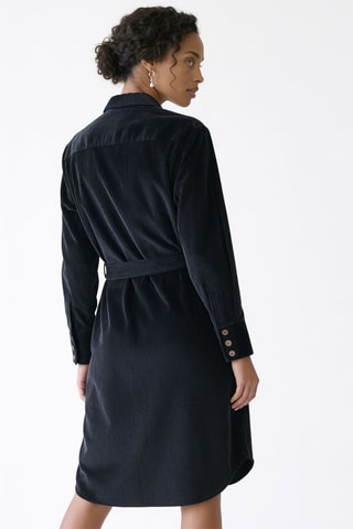 Robe chemise en velours - Bleu marine