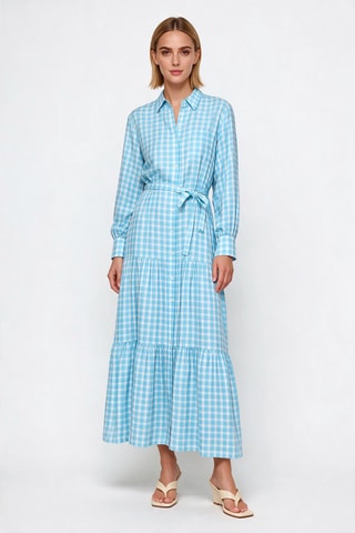 Robe chemise en lin - Turquoise