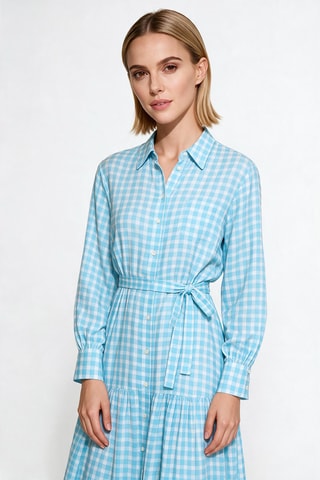 Robe chemise en lin - Turquoise