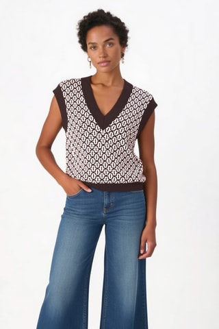 Pull sans manches en laine et cachemire - Marron
