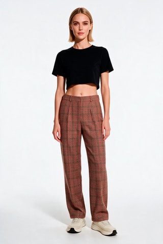 Pantalon en laine taille haute - Rose