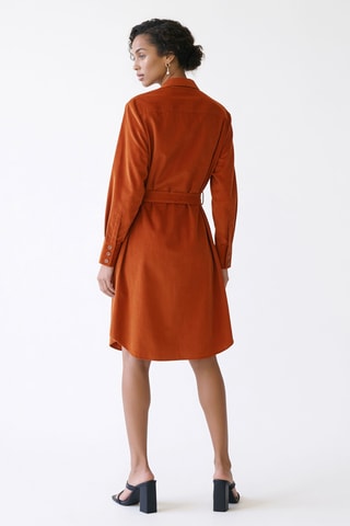 Robe chemise en velours - Orange