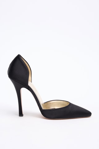 Escarpins en satin et cuir - Noir