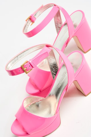 Sandales à talons en cuir verni - Rose