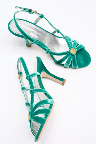 Sandales à talons en nubuck - Vert émeraude