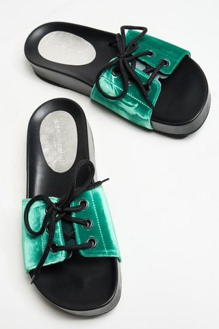 Mules en cuir - Vert émeraude