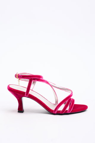 Sandales à talons en cuir - Fuchsia