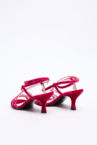 Sandales à talons en cuir - Fuchsia