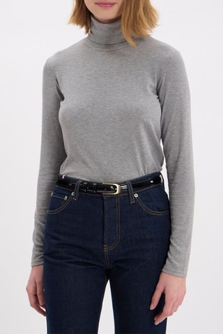 Ceinture en cuir de veau verni Aurelia - Noir