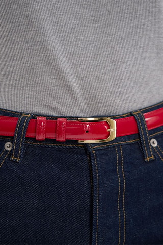 Ceinture en cuir de veau verni - Rouge