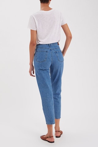 Jean mom 7/8 taille haute Luna - Bleu cobalt
