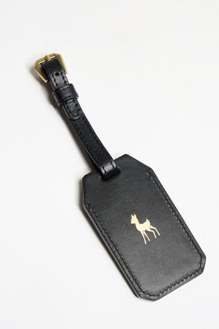 Porte-étiquette en cuir de veau - Noir