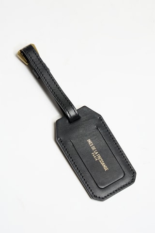 Porte-étiquette en cuir de veau - Noir