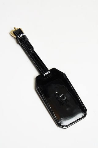 Porte-étiquette en cuir de veau - Noir