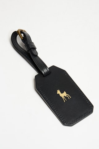 Porte-étiquette en cuir de veau - Noir