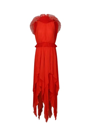 Robe plissée en soie - Rouge