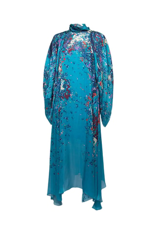 Robe longue en soie - Bleu
