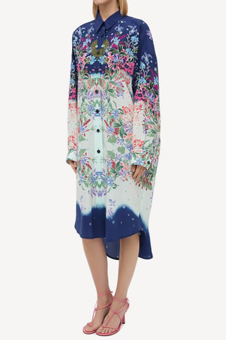 Robe chemise en soie - Bleu nuit