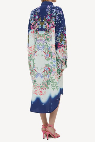 Robe chemise en soie - Bleu nuit