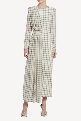 Robe droite en soie - Ecru et noir