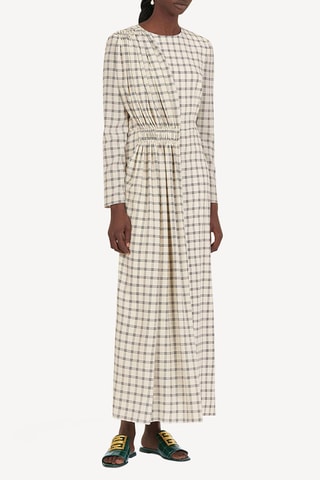 Robe droite en soie - Ecru et noir