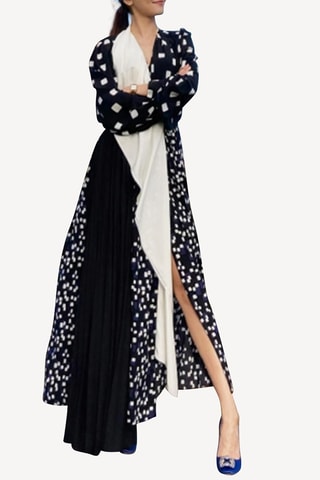 Robe longue en soie - Noir et blanc