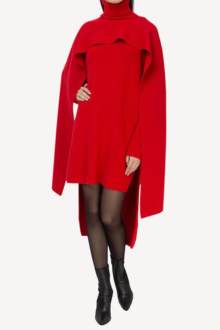 Robe cape en laine - Rouge