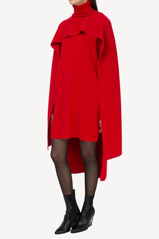Robe cape en laine - Rouge