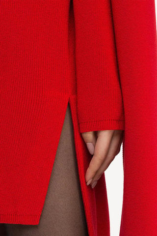Robe cape en laine - Rouge