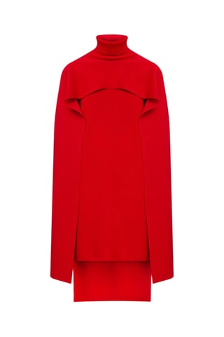 Robe cape en laine - Rouge