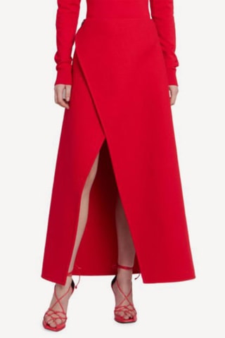 Jupe longue en laine - Rouge
