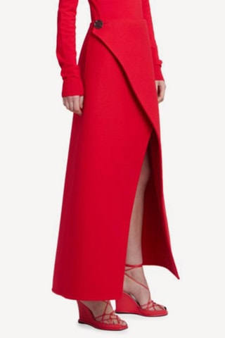 Jupe longue en laine - Rouge