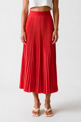Jupe plissée taille haute - Rouge