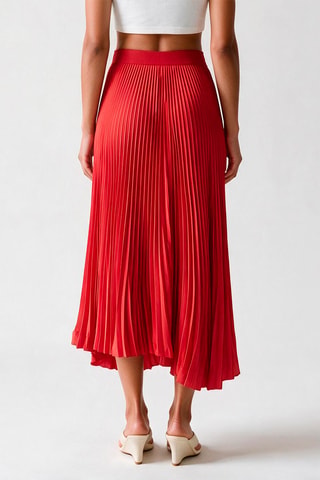 Jupe plissée taille haute - Rouge