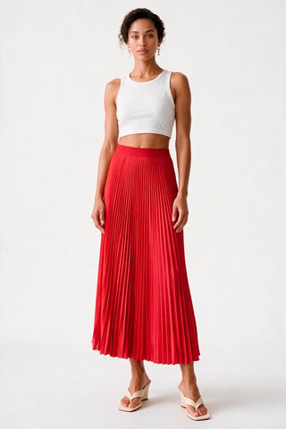 Jupe plissée taille haute - Rouge